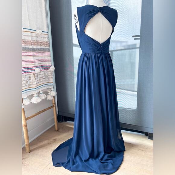 Jenny Yoo Collection Navy Blue Sleeveless Cut-Out Back Maxi Gown Women’s Size 2 - Picture 4 of 10